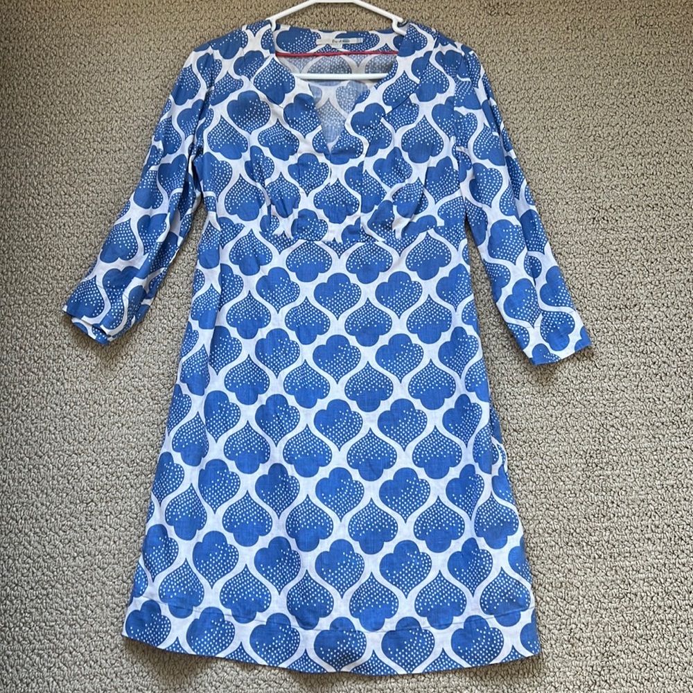 Boden blue and white linen dress